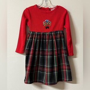 Vintage Girls Youngland Plaid Waffle Floral Red Green Dress Size 4